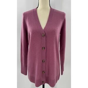 Bloomingdales 100% Cashmere Cardigan Sweater Rose Pink Long Cardi Medium NWT